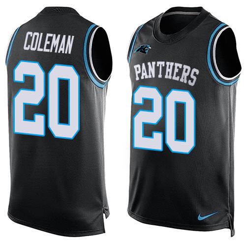 Nike Panthers #20 Kurt Coleman Black Team Color Men's Stitched NFL Limited Tank Top Jersey - Click Image to Close